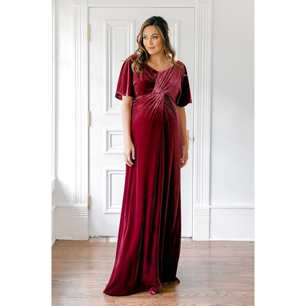 Revelry Plus Size Maternity Gwen Velvet Dress Wmns 18 Sleeves V Neck Plus Size
